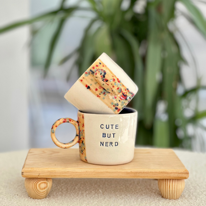 Handmade Ceramic Cute but Nerd Mug 